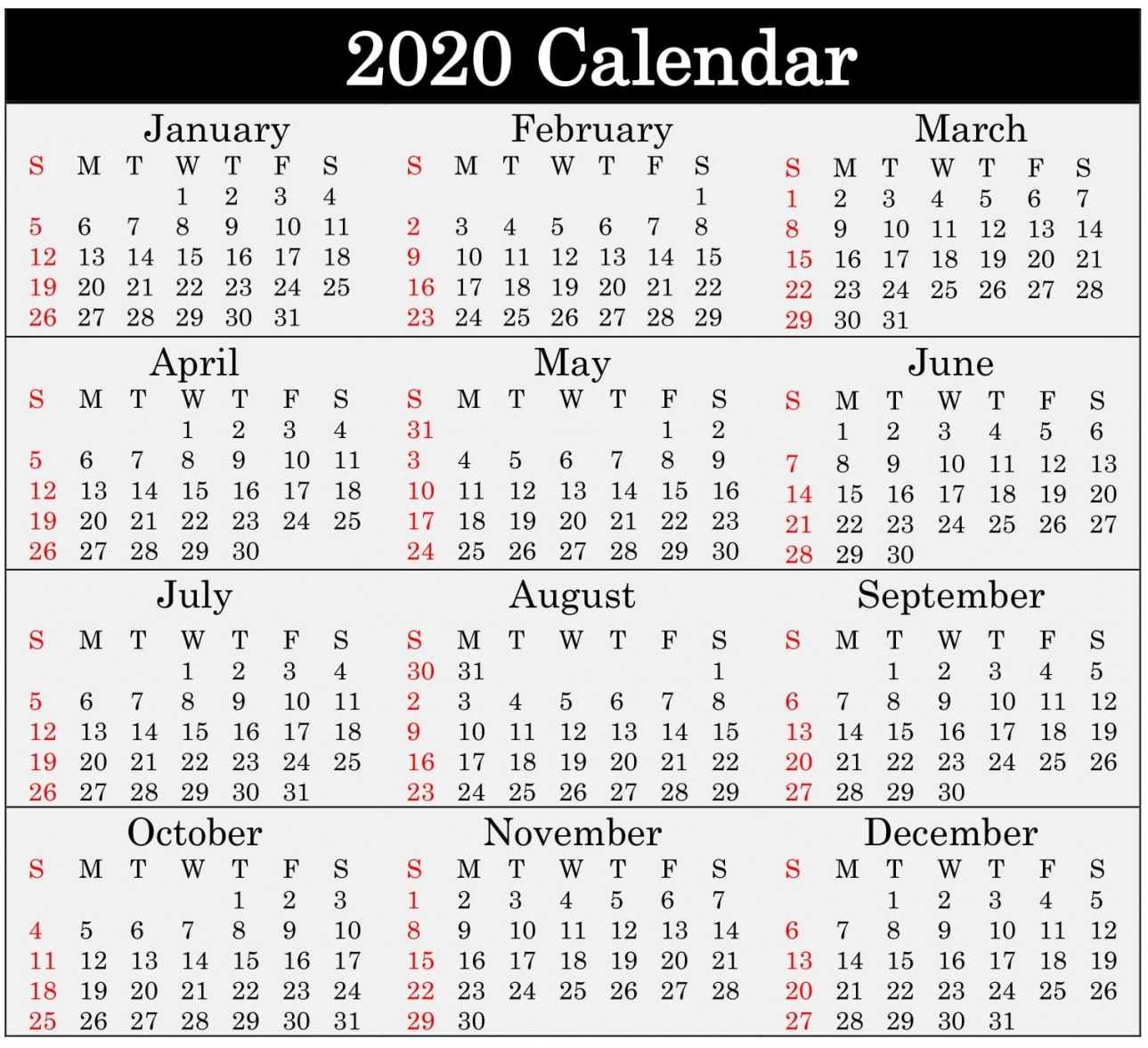 Printable 2020 Calendar With Julian Dates