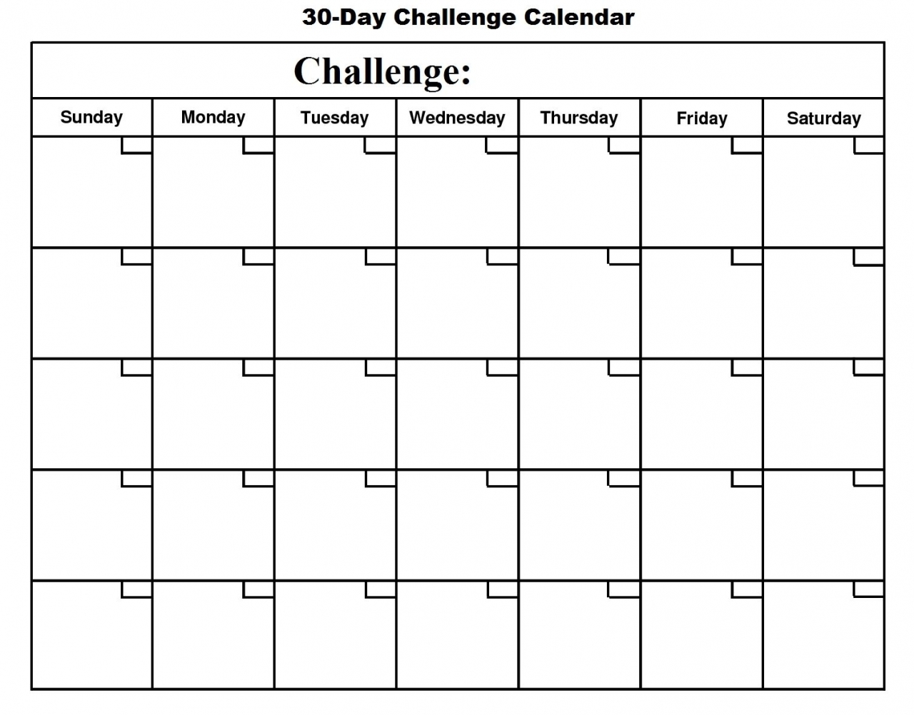 Free Printable 30 Day Calendar