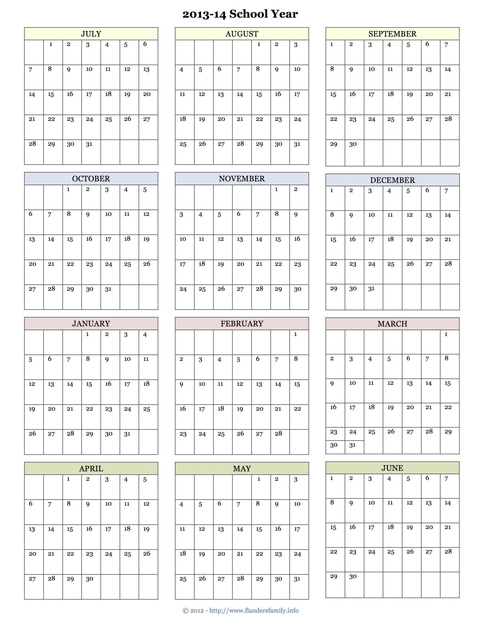 Printable School Year Calendar 2020-2021 | Free Letter Templates