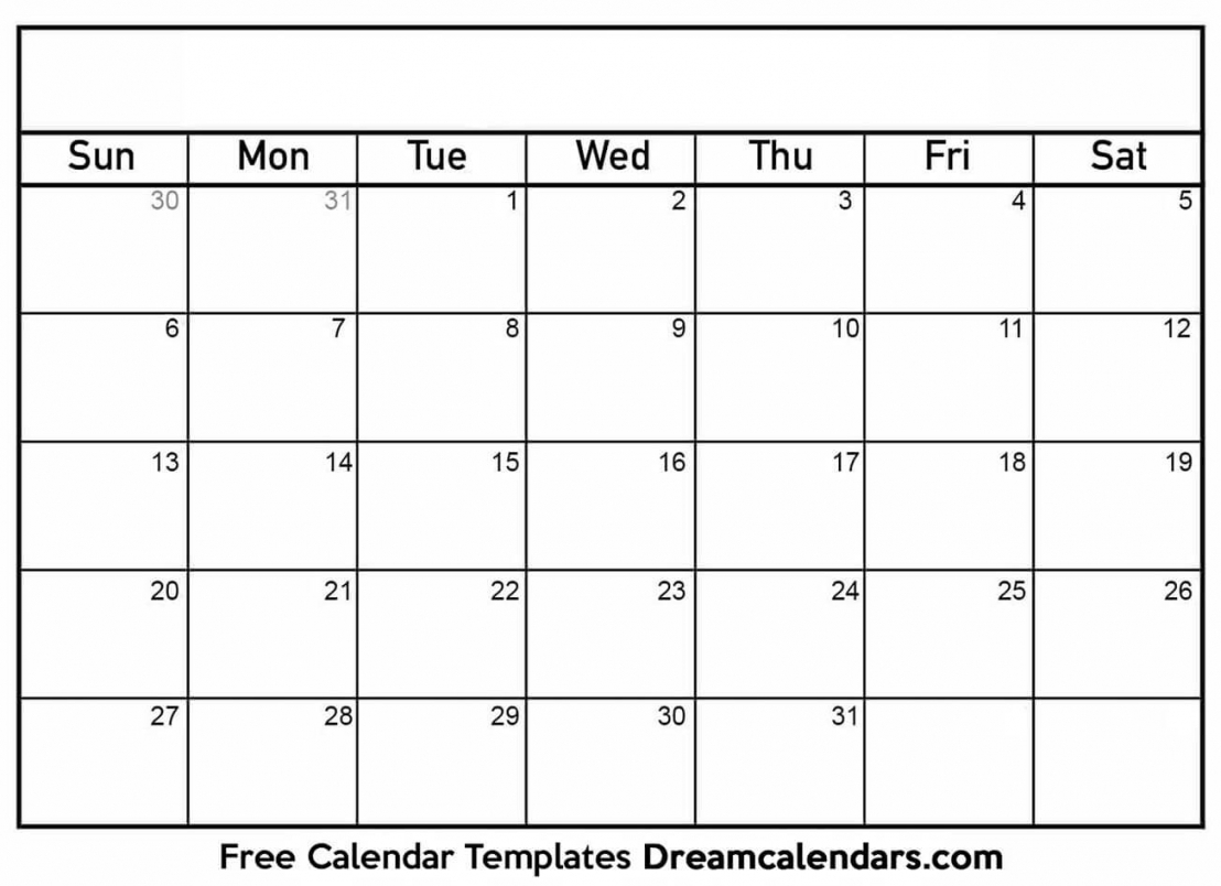 Blank Calendar Template Printable