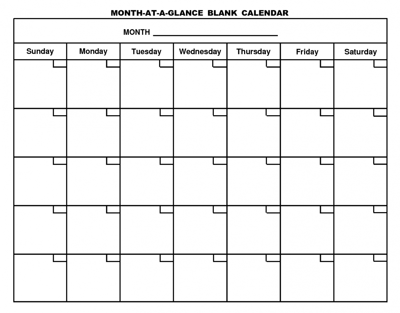 Blank Calendar Template Printable