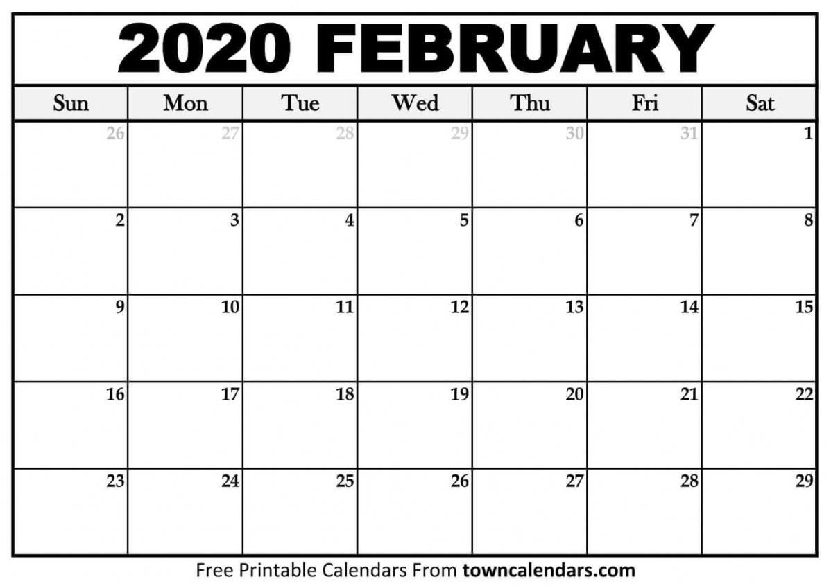 February 2020 Calendar Printable February 2020 Calendar Printable