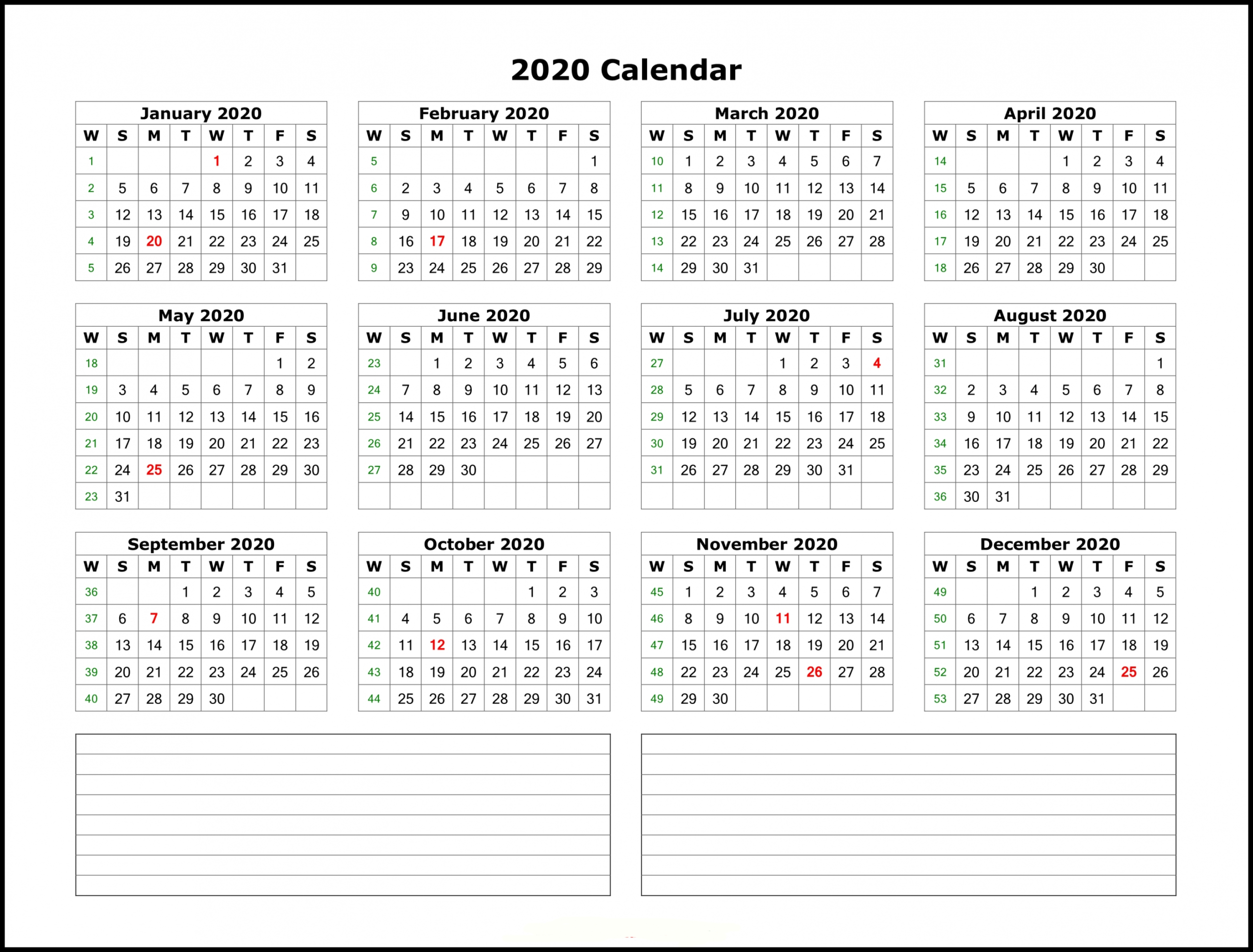 Printable Template Calendar