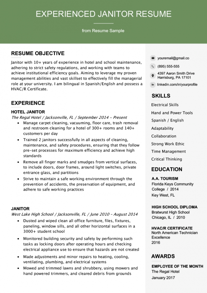 experience letter resume format