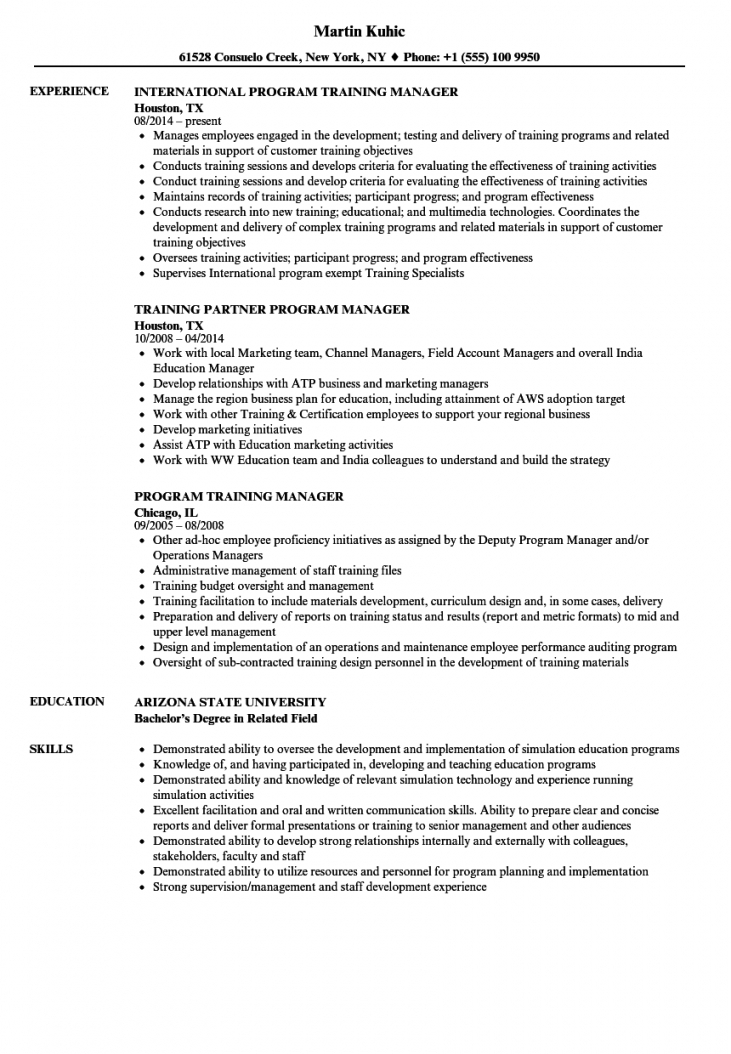 Training Manager Resume Examples