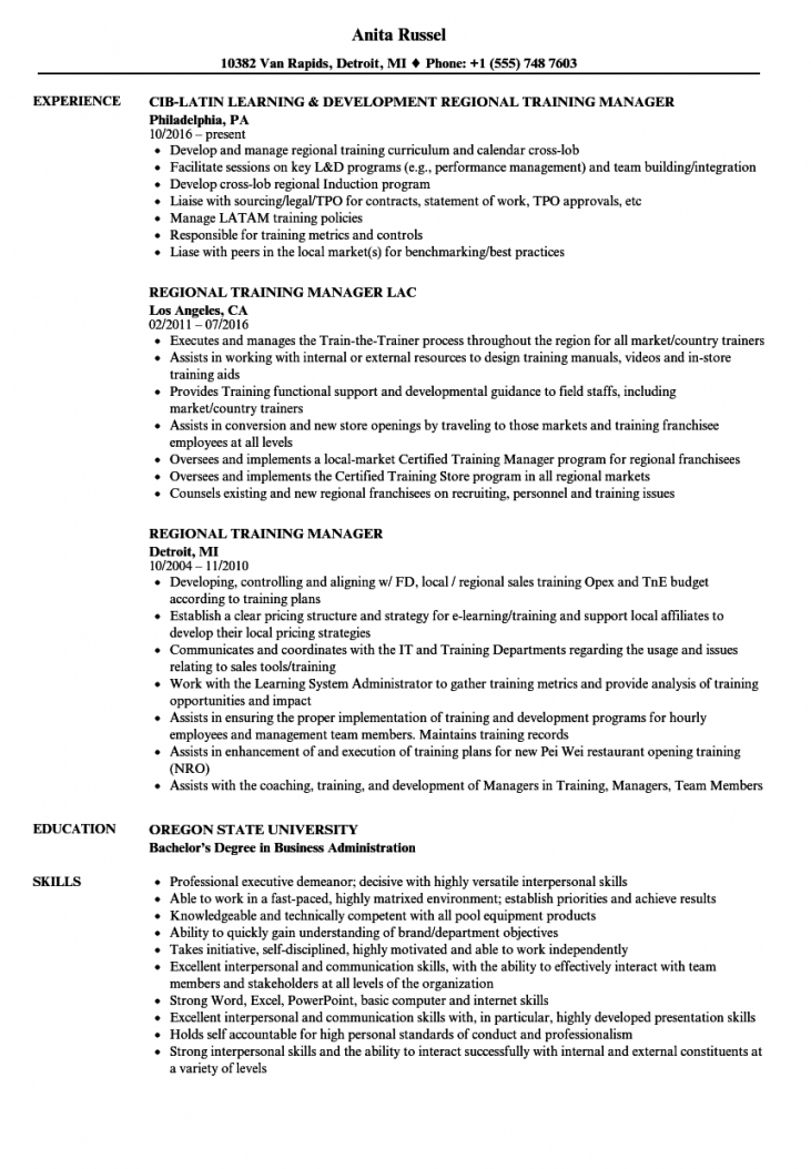 Training Manager Resume Examples