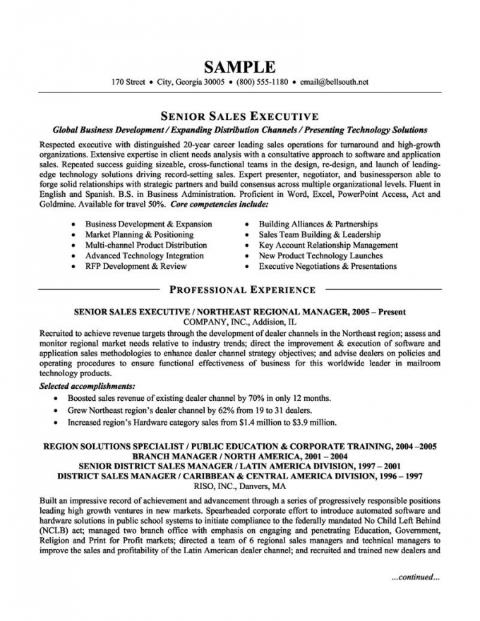 Sales Executive Resume Examples