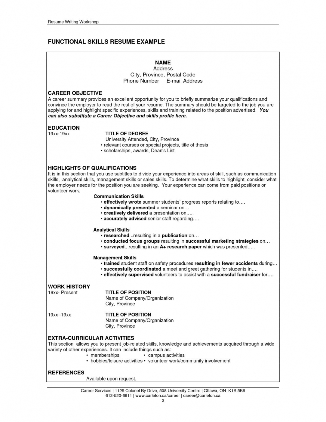 Resume Abilities Examples