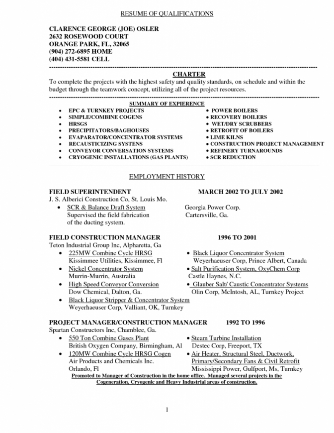 Resume Summary Of Qualifications Example