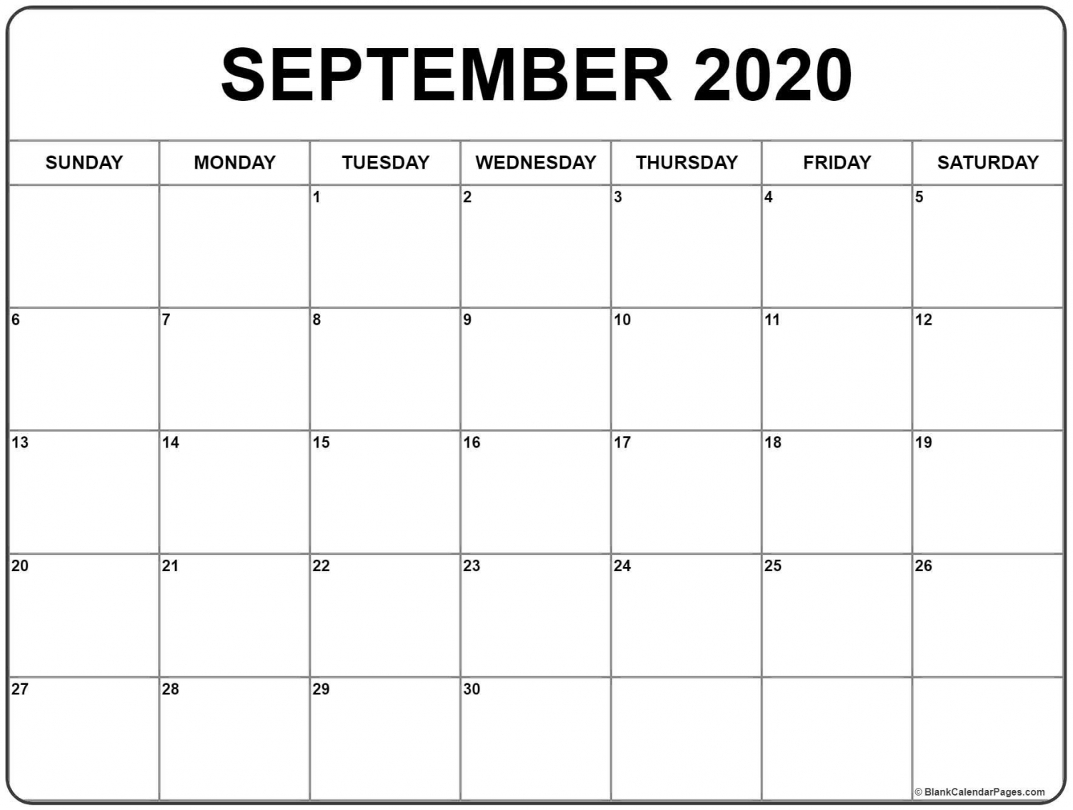 September 2020 Printable Calendar With Holidays