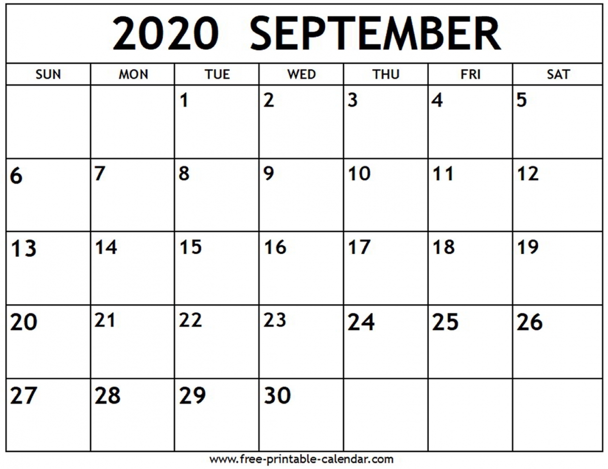 Printable September 2020 Calendar