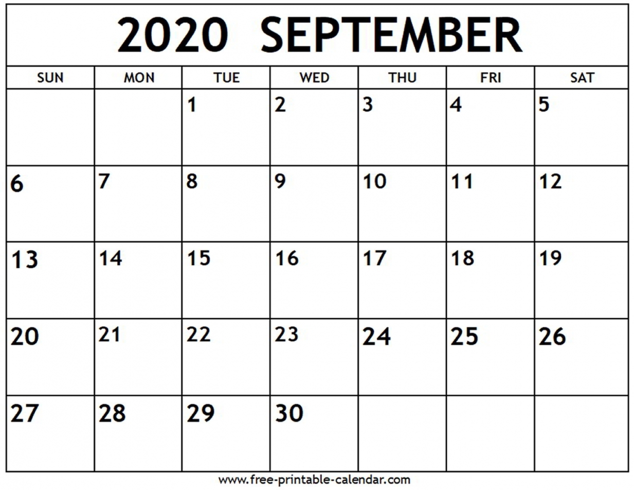 September 2020 Calendar Printable September 2020 Calendar Printable