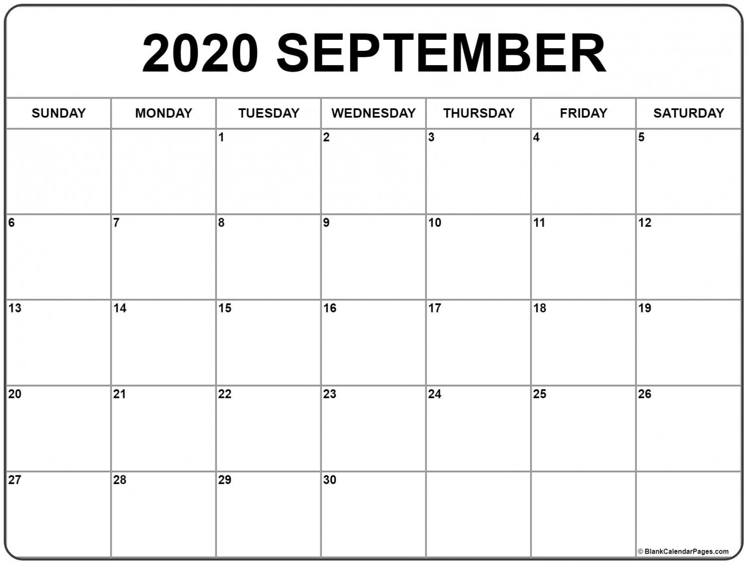 Printable September 2020 Calendar