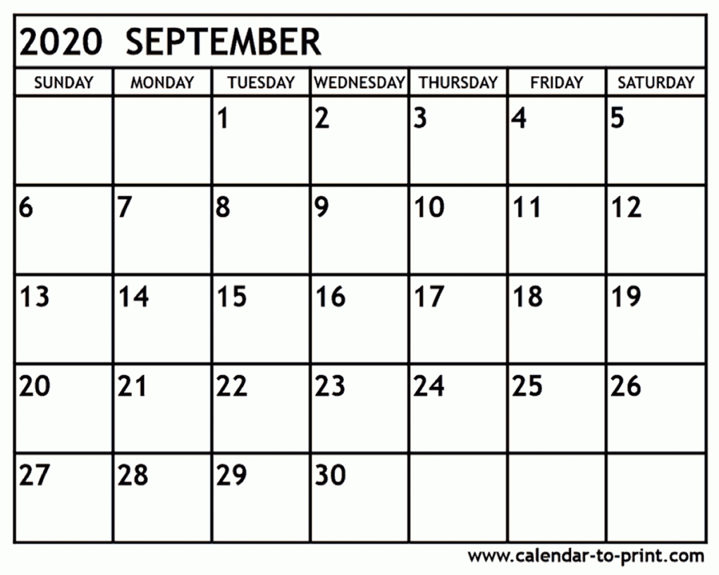 September 2020 Calendar Printable September 2020 Calendar Printable