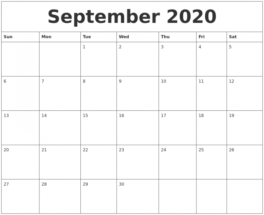 2020 Monthly Printable Calendar