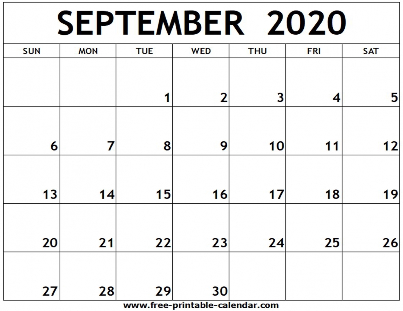 Printable September 2020 Calendar Printable September 2020 Calendar