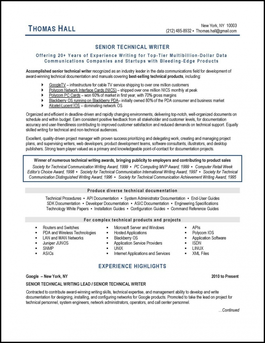 resume writer example