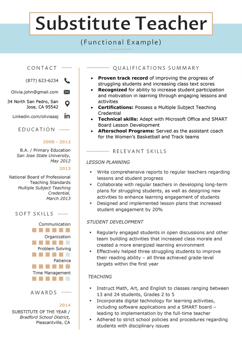 Functional Resumes Examples