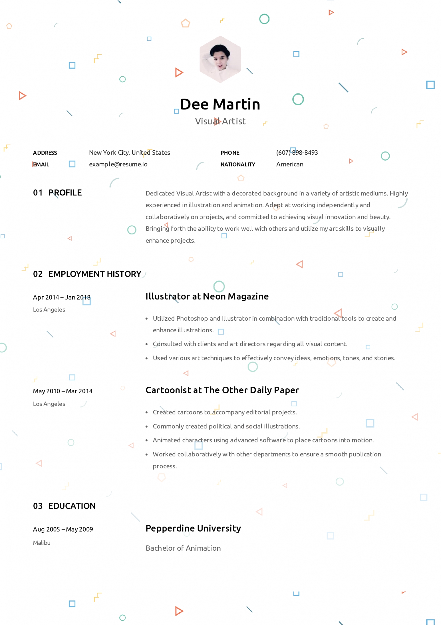 Art Resume Examples