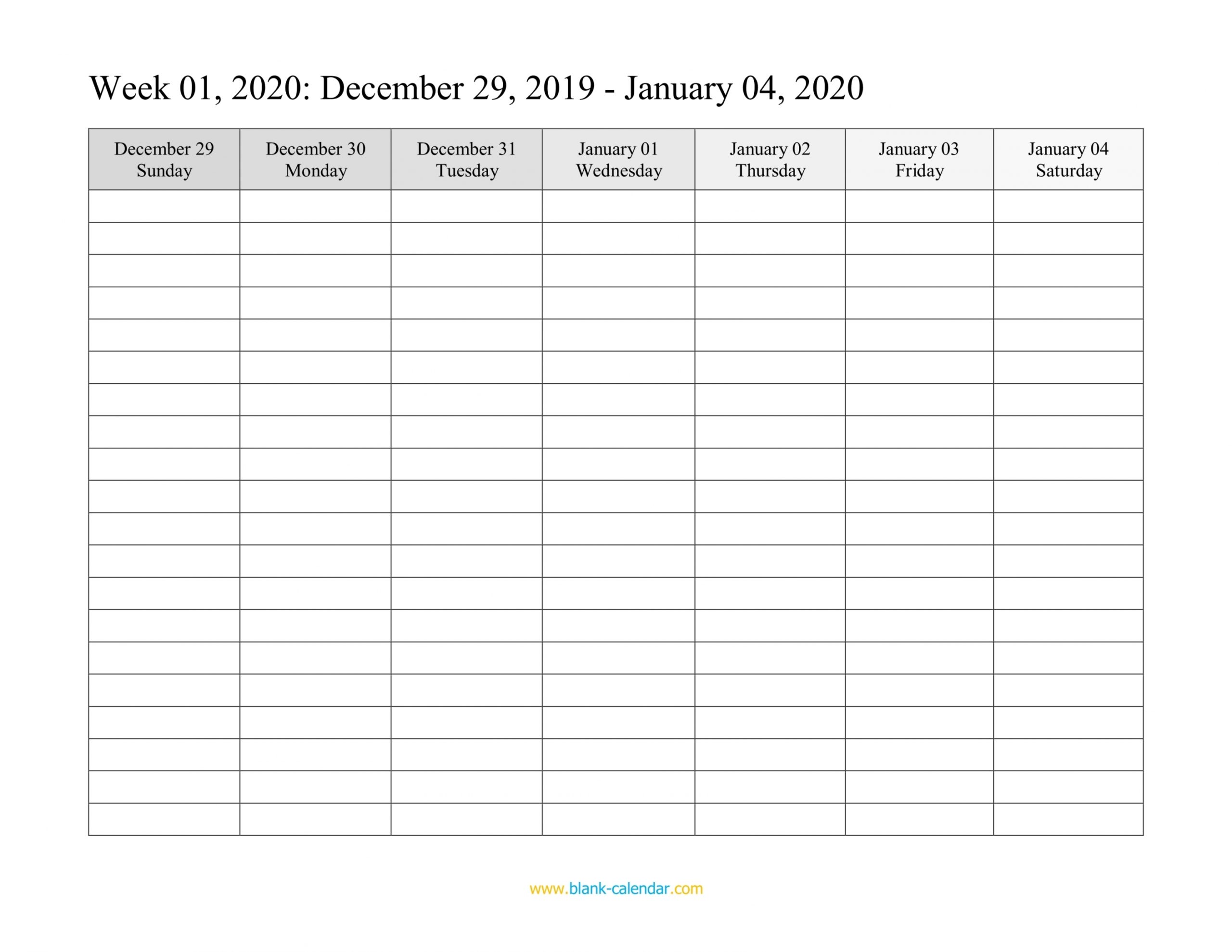 Printable Weekly Calendar 2020 Printable Weekly Calendar 2020
