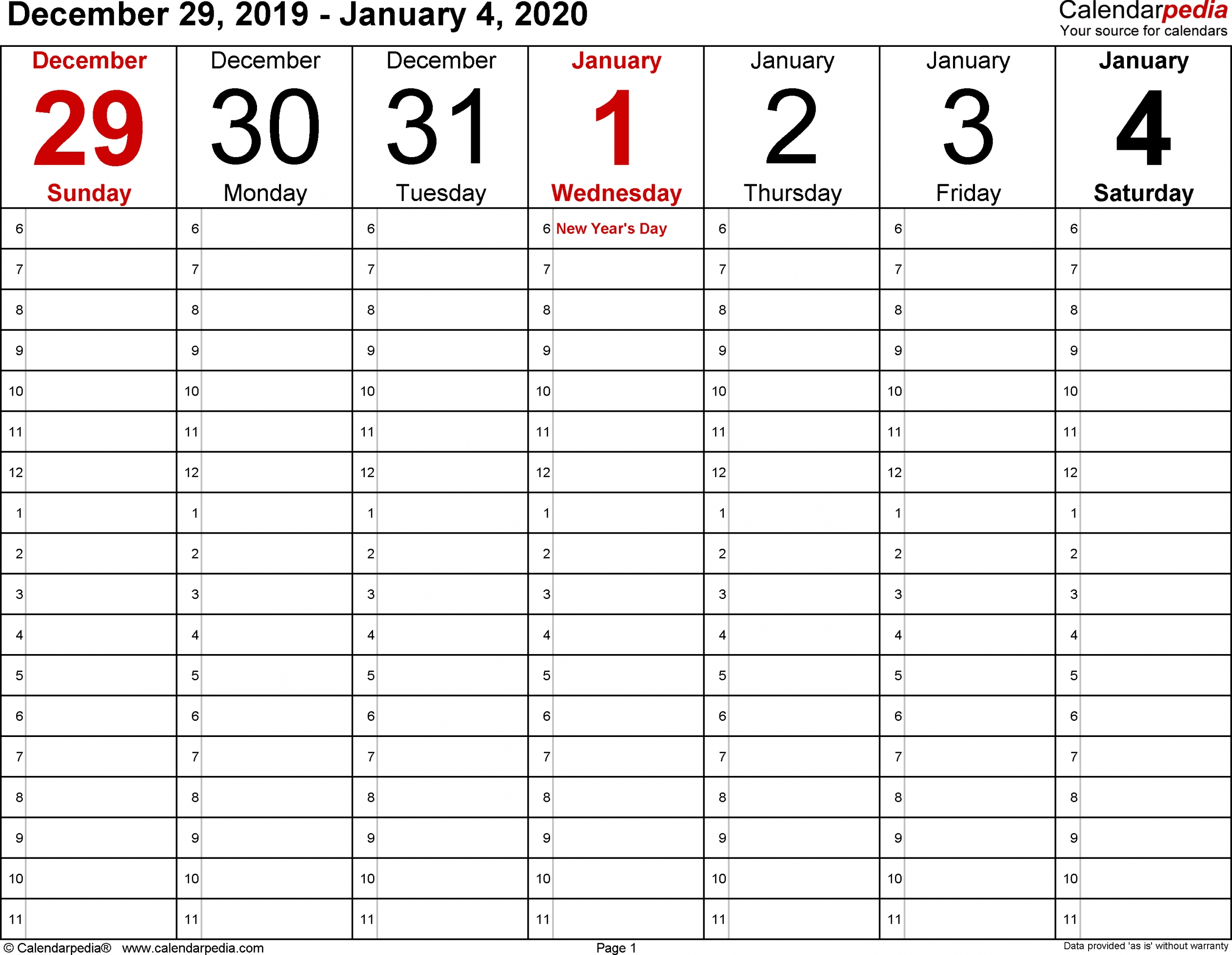 2 Week Blank Calendar 2020 Printable
