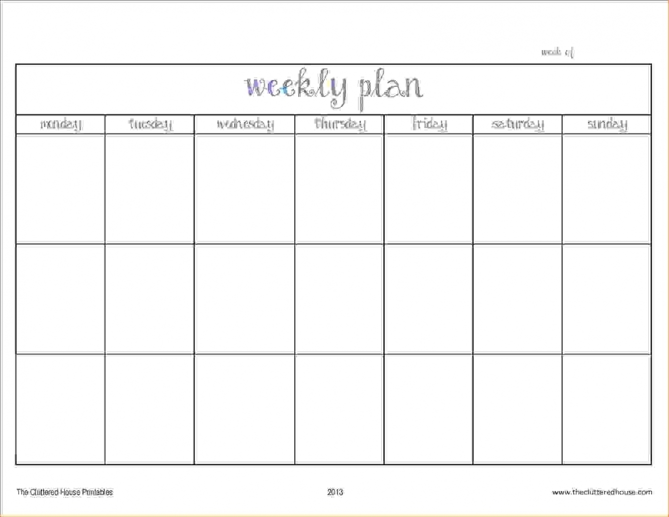 Blank Days Of The Week Calendar