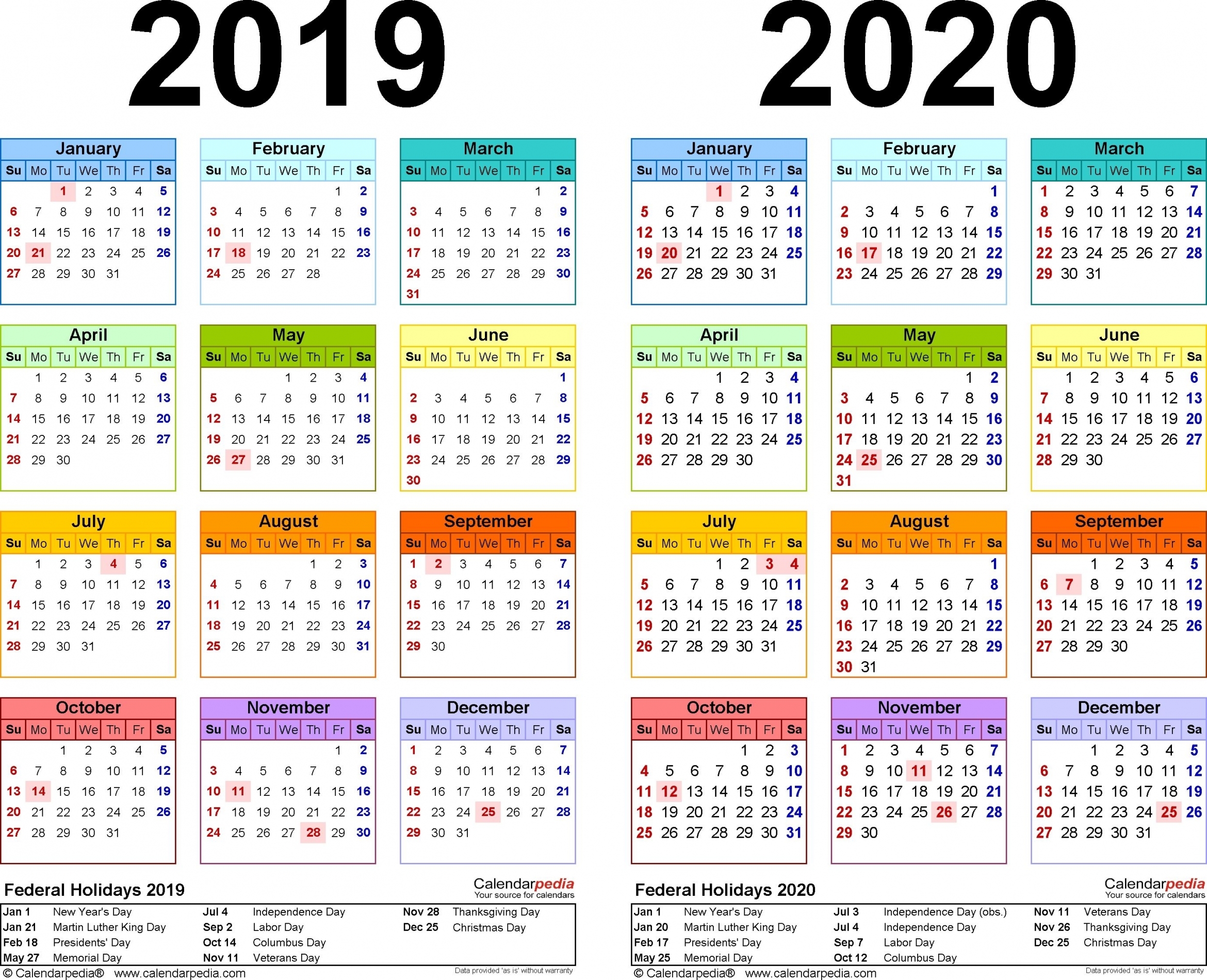 2020 Christmas Calendar Numbers Printable