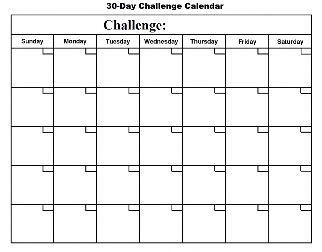 30 Day Printable Calendar