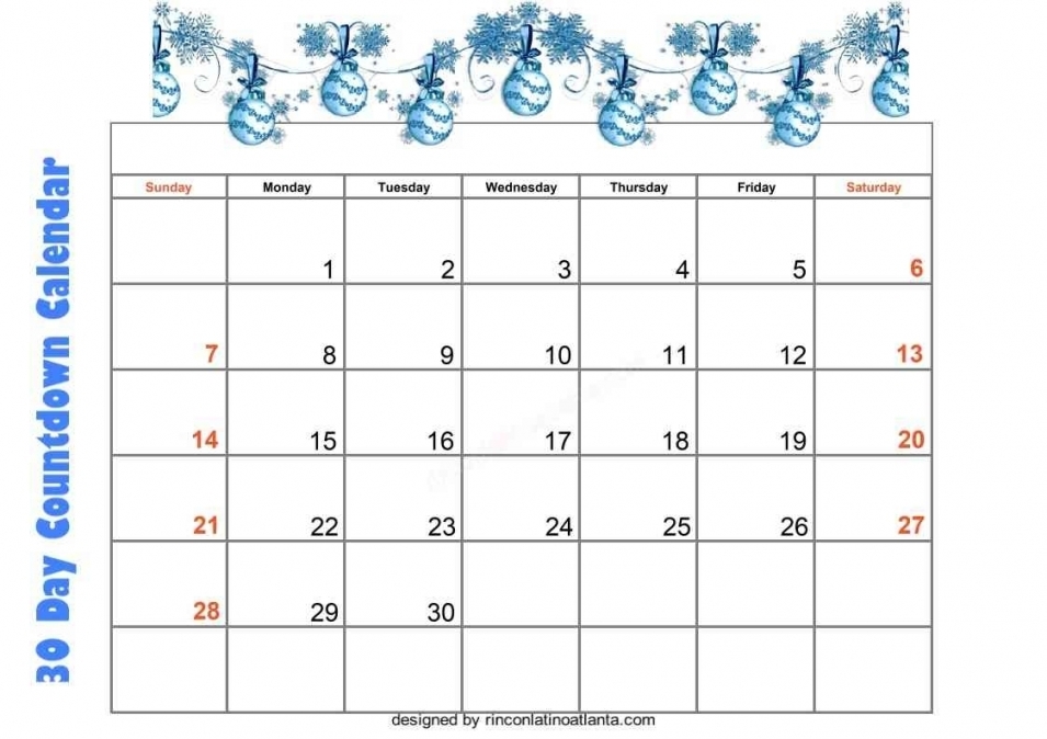 30 Day Countdown Calendar Printable