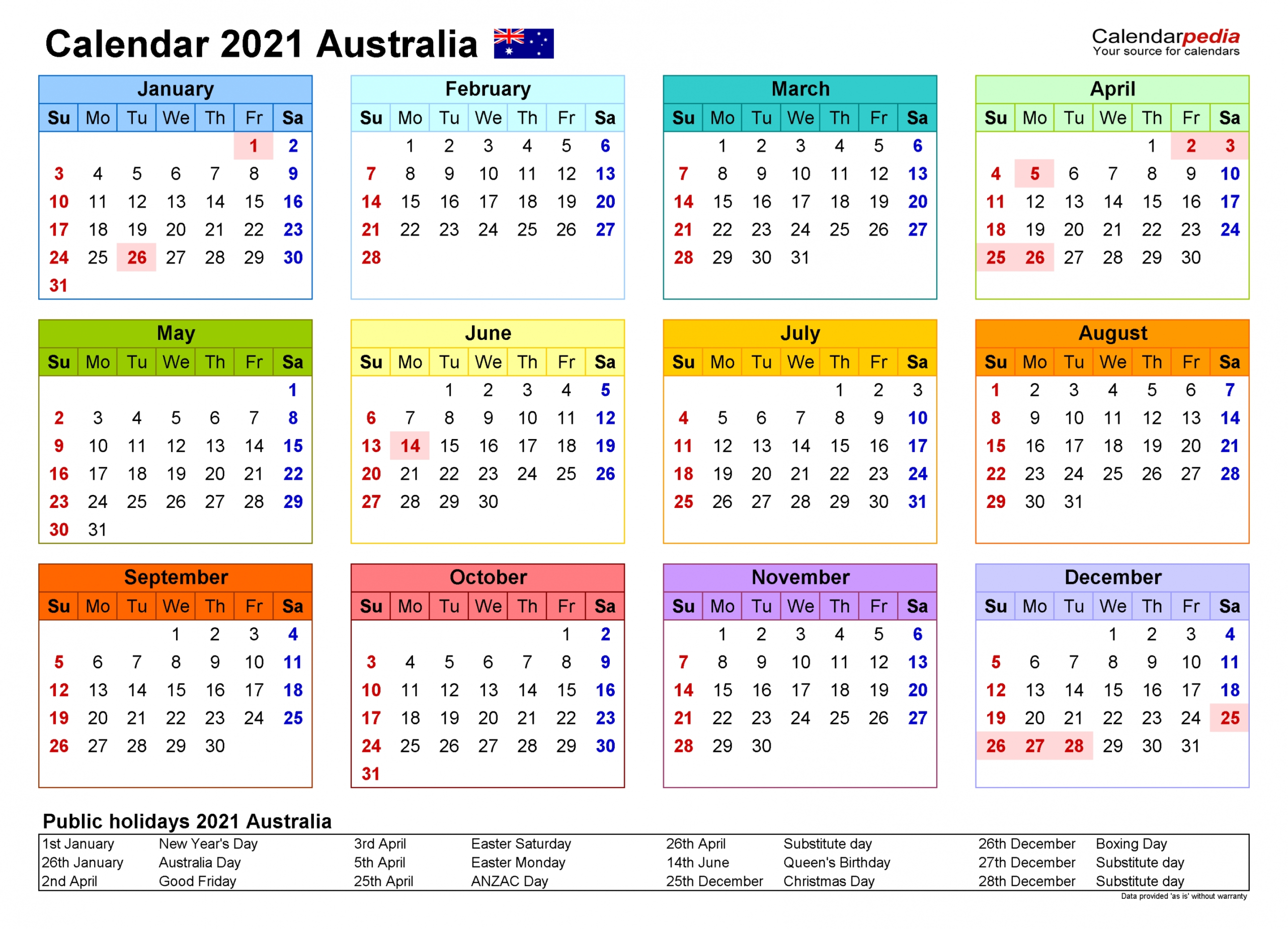 2021 Printable Word Calendar | Free Letter Templates
