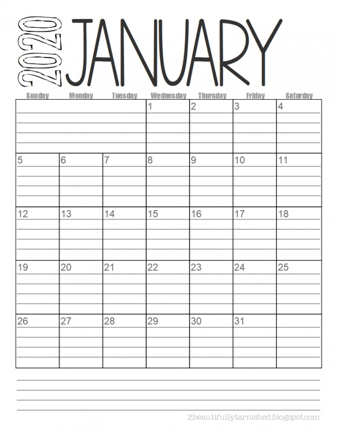 Printable Lined Monthly Calendar