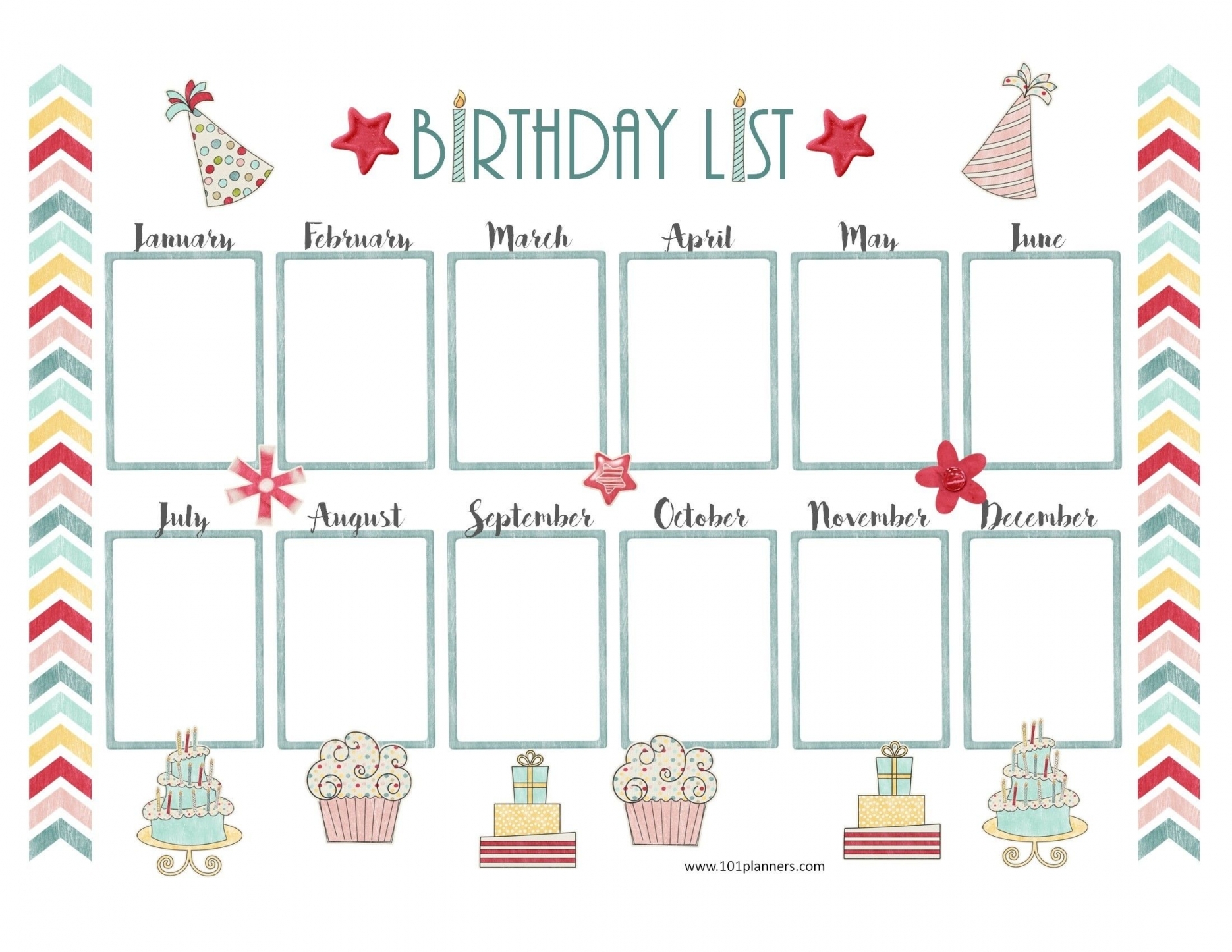 Free Printable Birthday List Template
