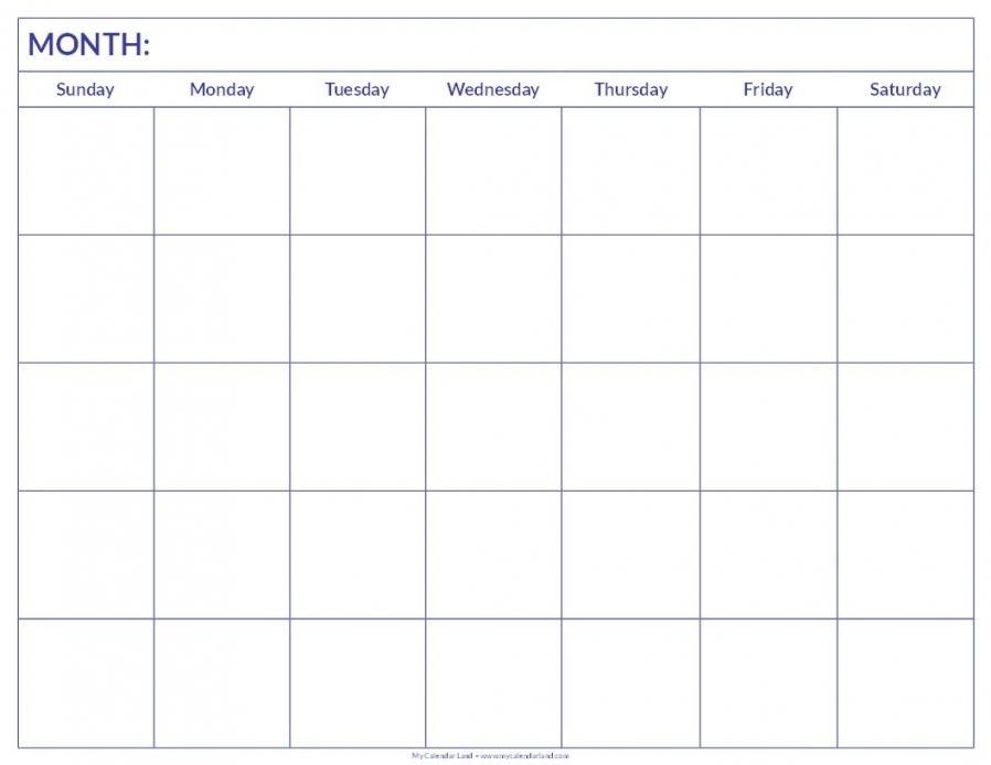 Blank Days Of The Week Calendar