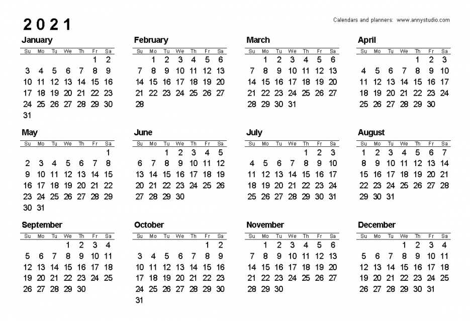 Free Printable Calendar 2021 Uk