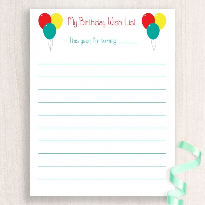 Free Printable Birthday List Free Letter Templates