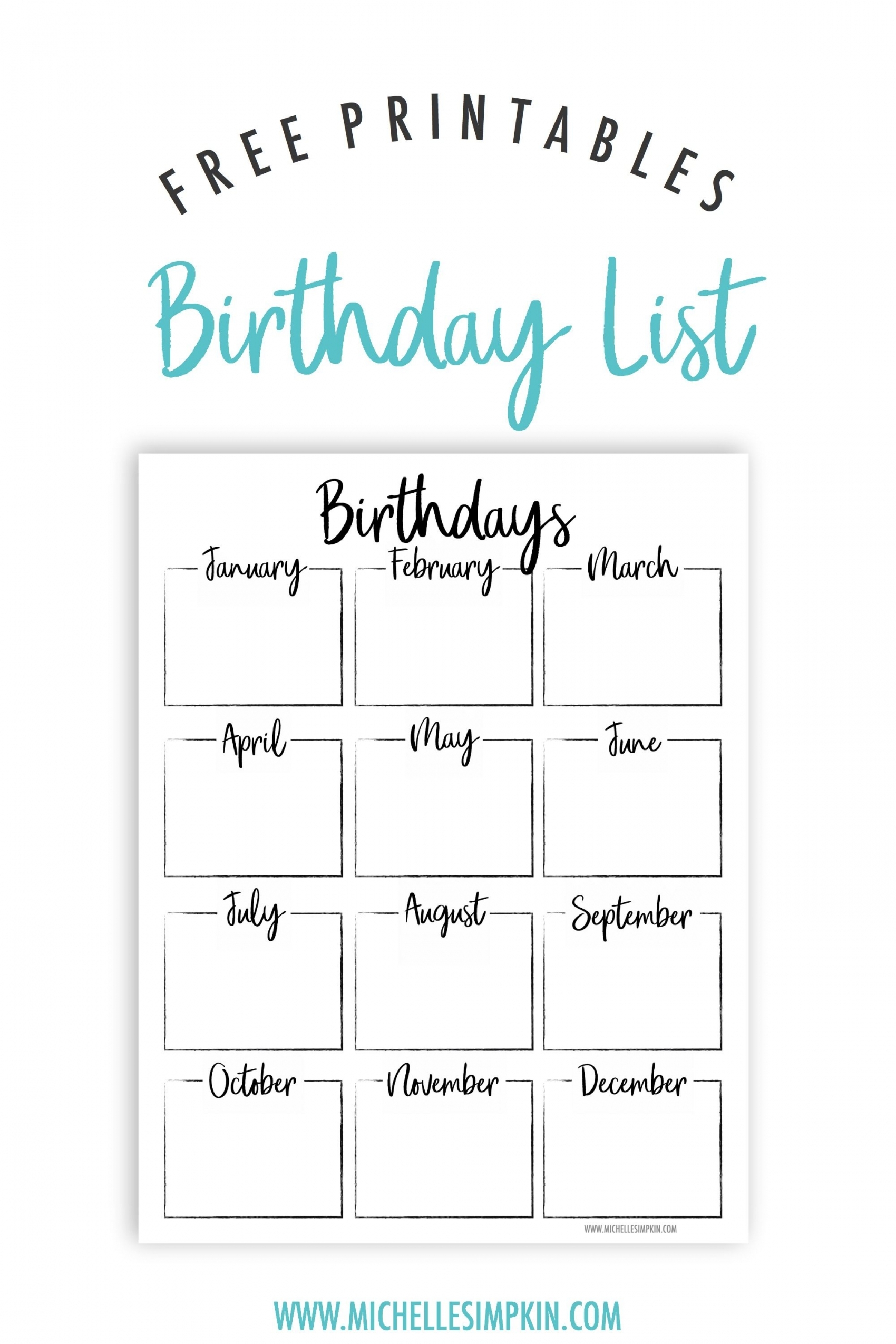 Free Printable Birthday List Template