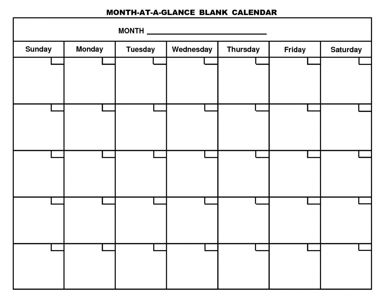 At A Glance Calendar Template
