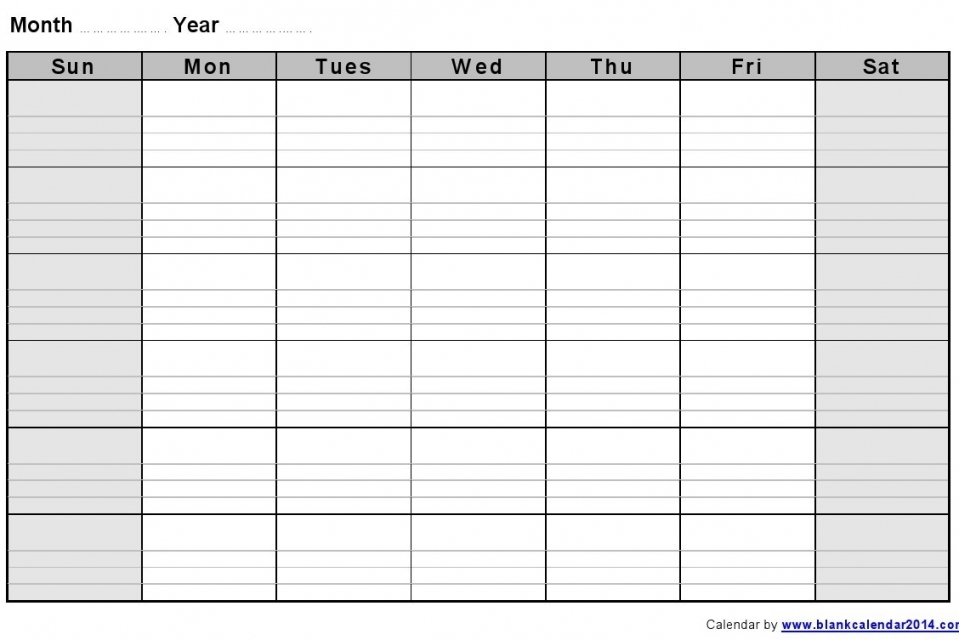 Printable Monthly Calendar With Lines