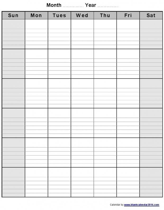 Printable Monthly Calendar With Lines