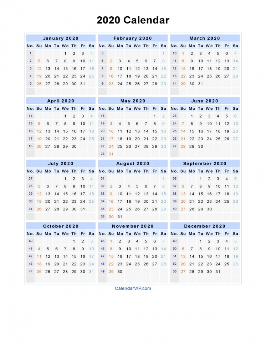 2020 Christmas Calendar Numbers Printable