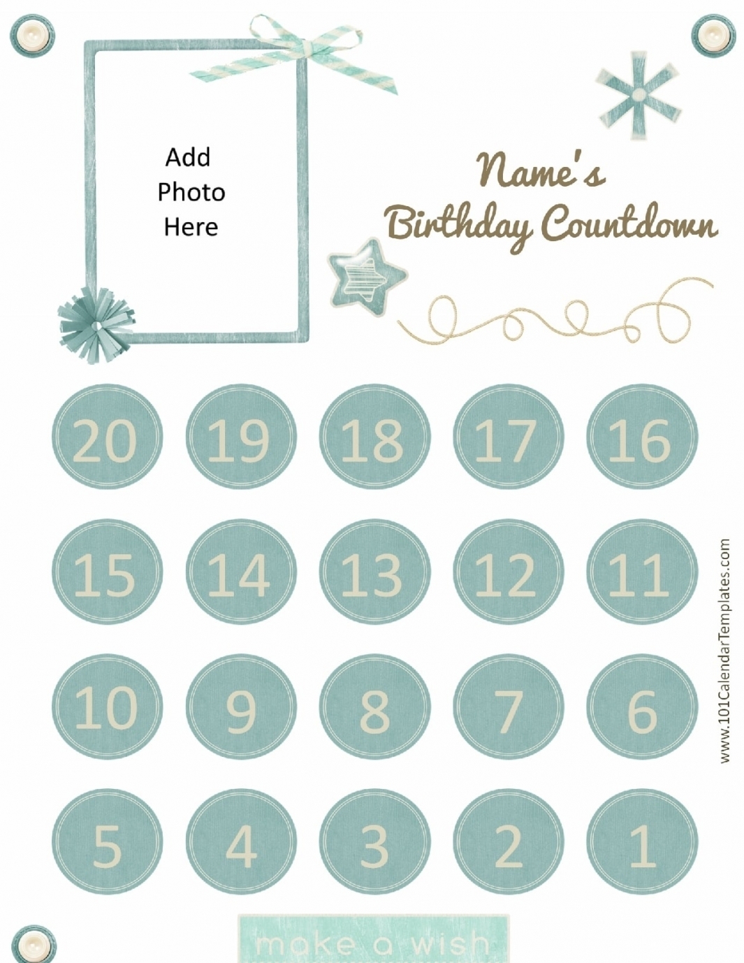 Printable Countdown Calendar 2020