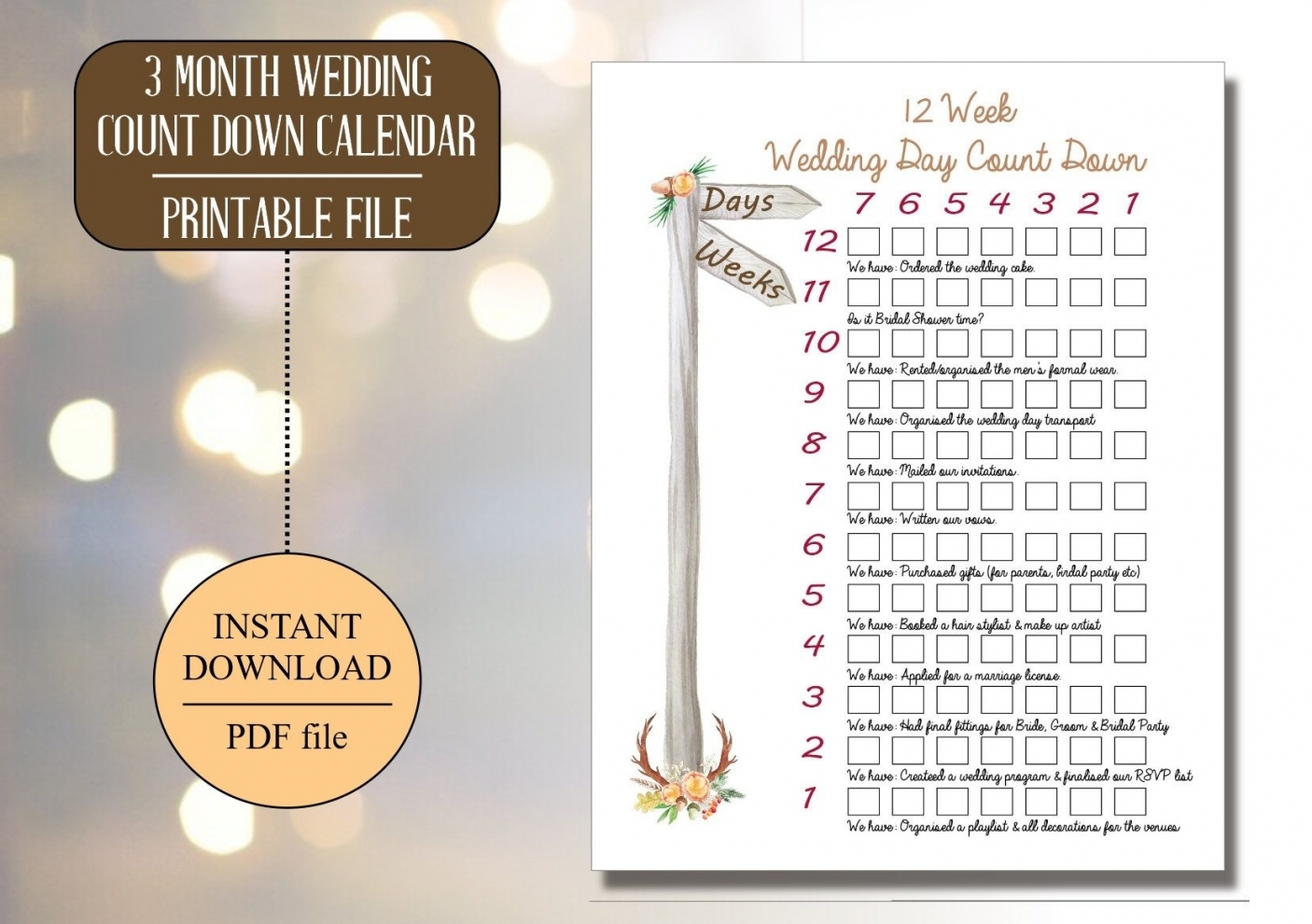 Wedding Countdown Printable Wedding Countdown Printable