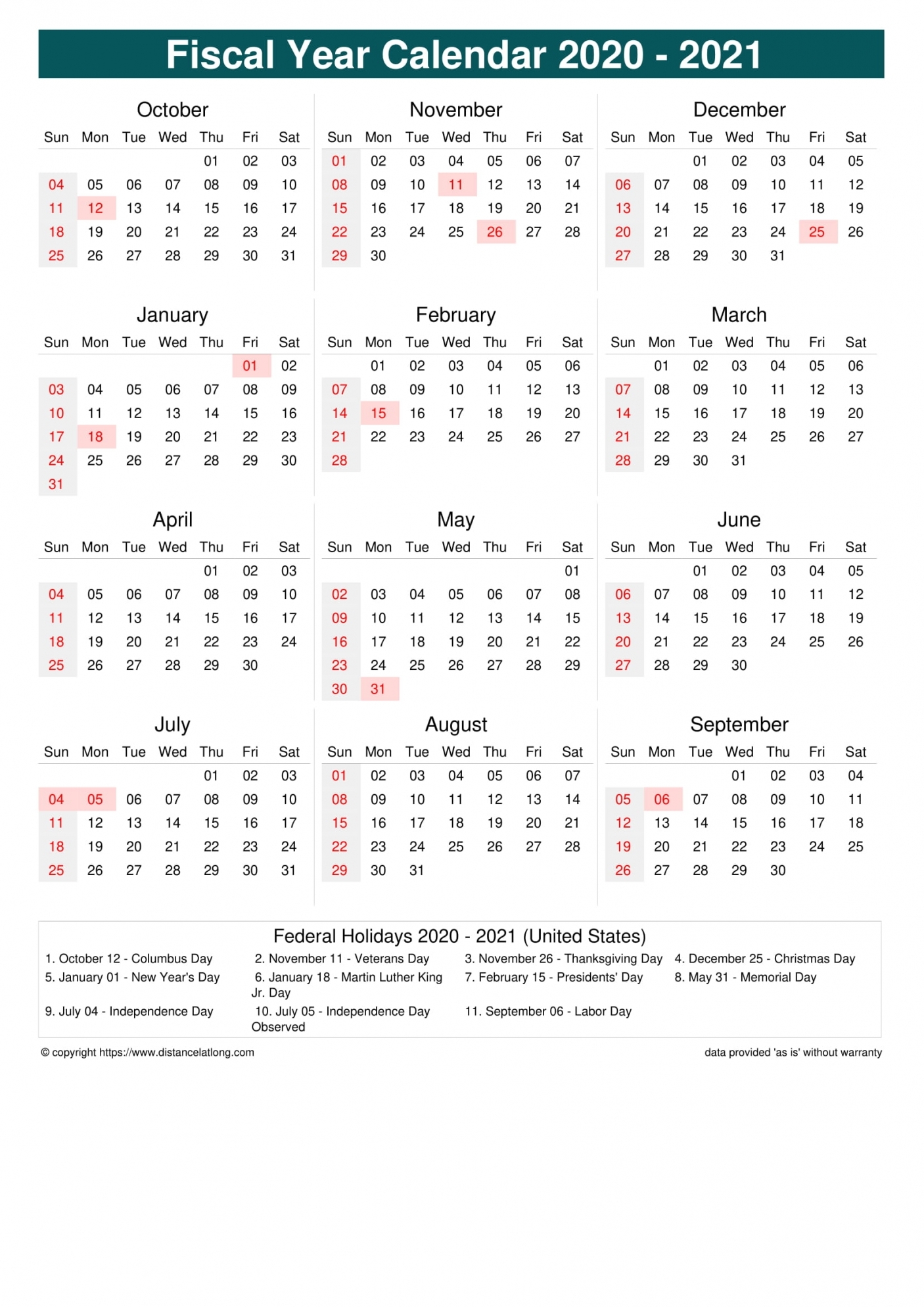 Printable Calendar 2021 Australia