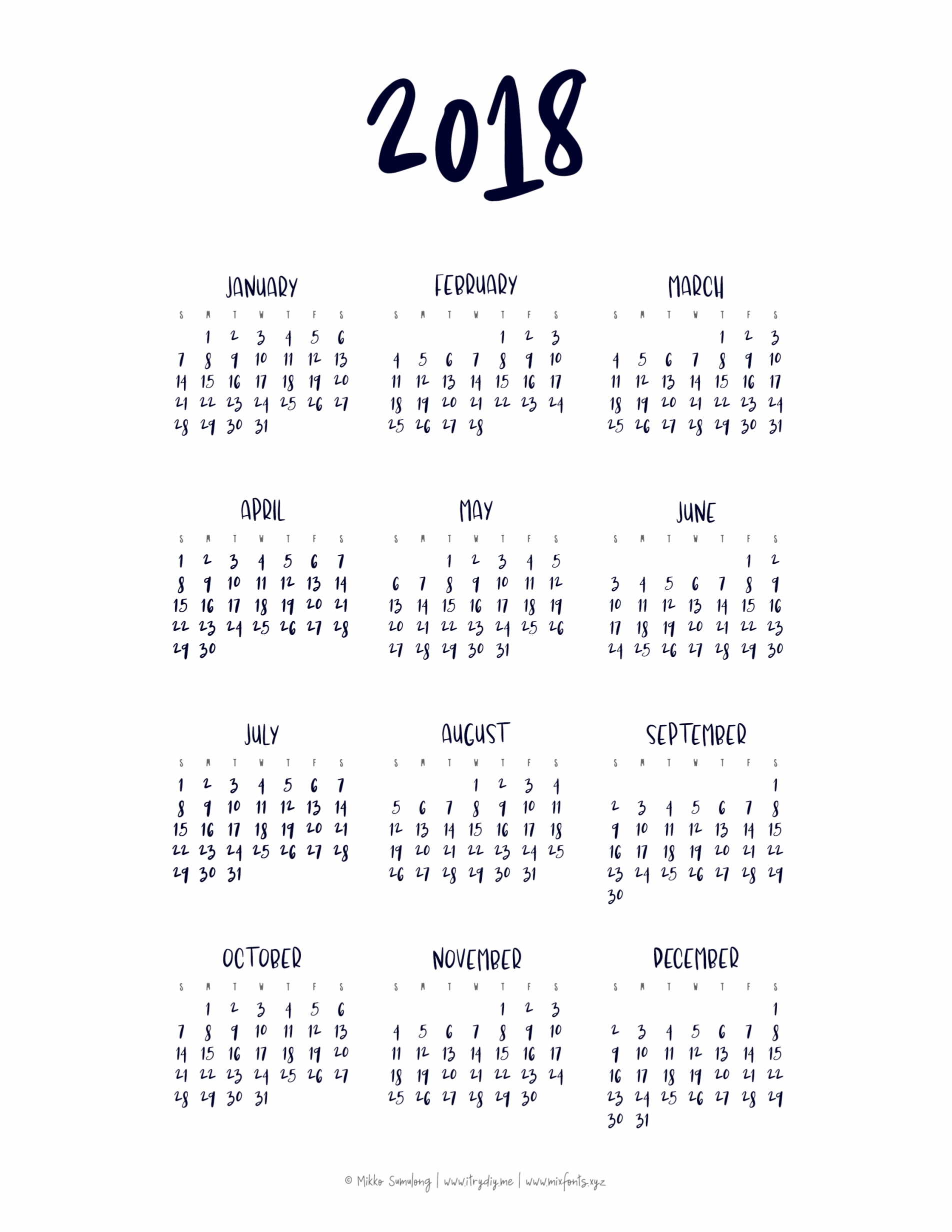 At A Glance Calendar Template