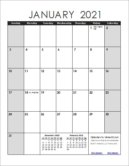 Fillable Calendar 2021 | Printable Calendar Design