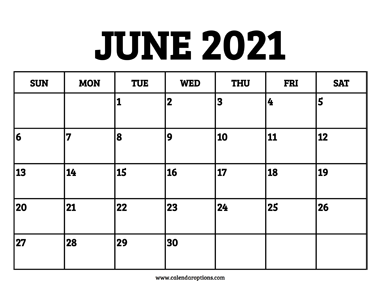 June 2021 Calendar Printable - Calendar Options