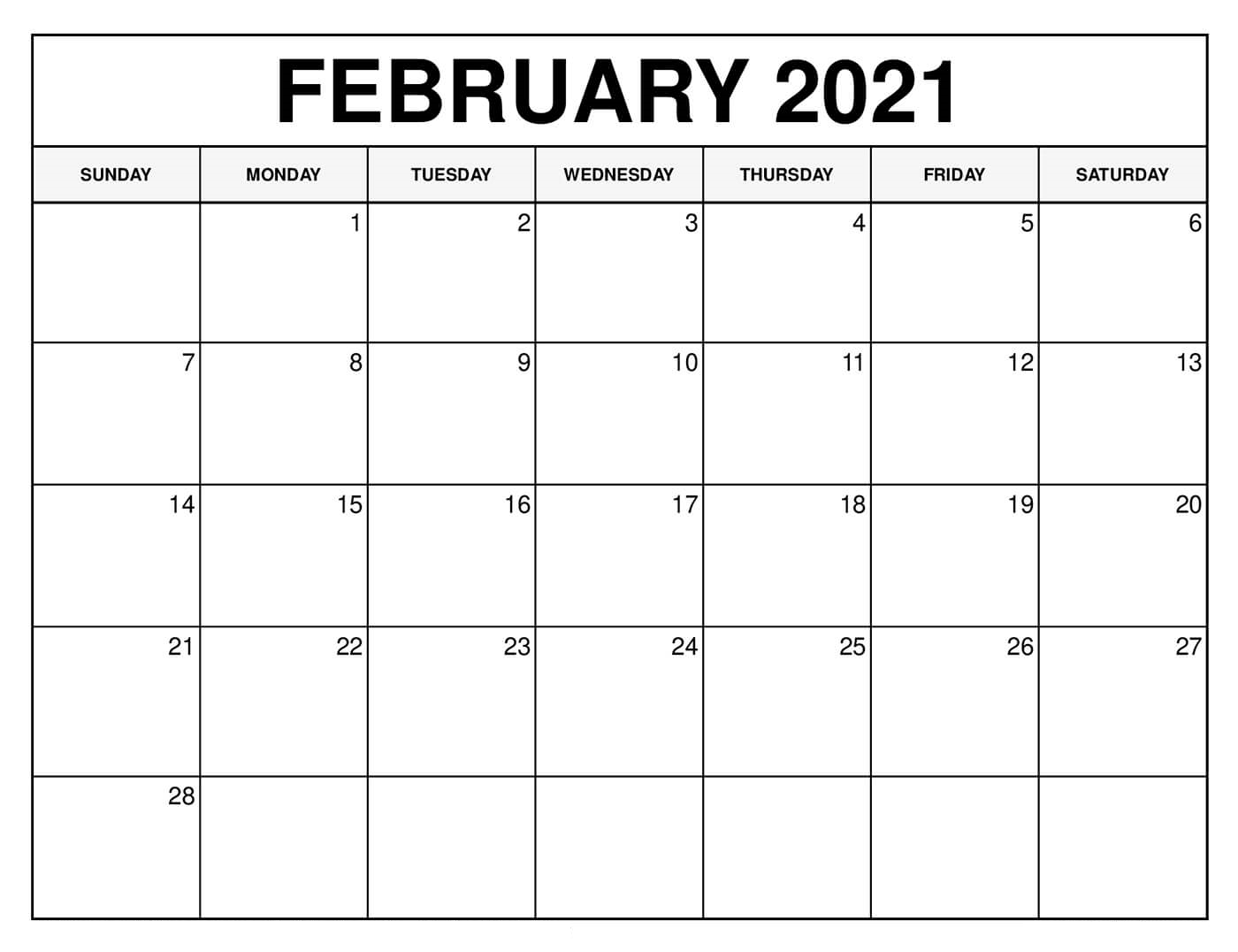 February 2021 Calendar With Holidays - Printable Calendar