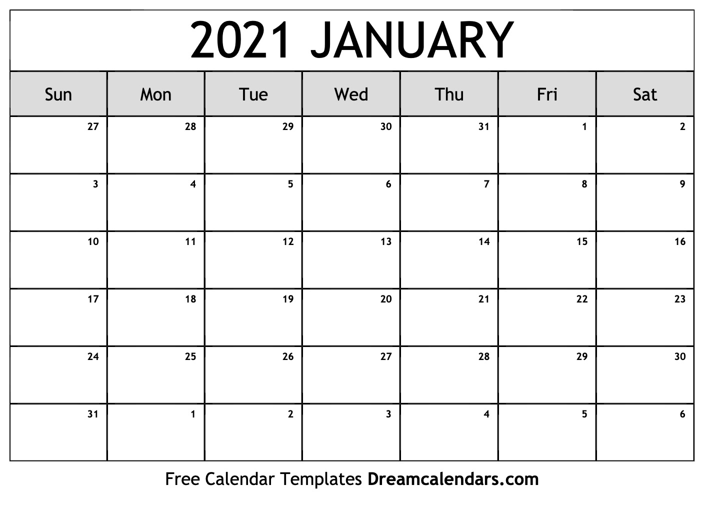 January 2021 calendar | free blank printable templates