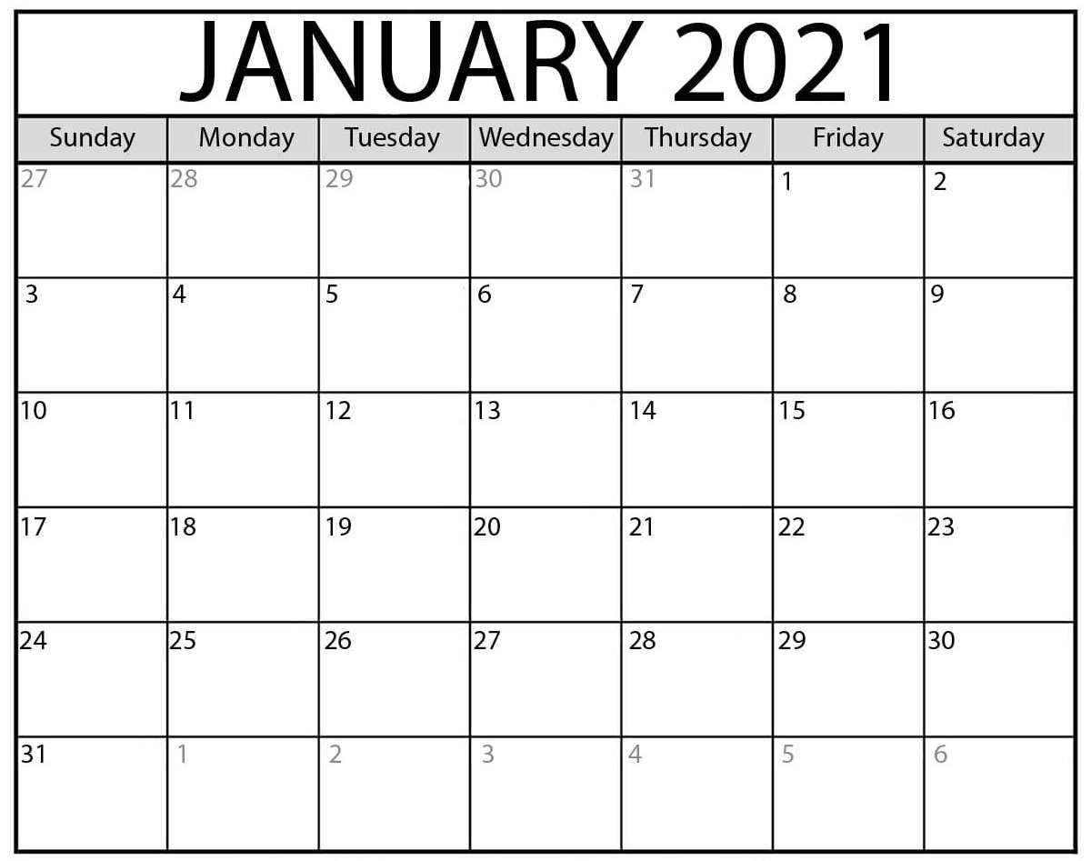 Printable January 2021 Calendar With Holidays Sheets ...