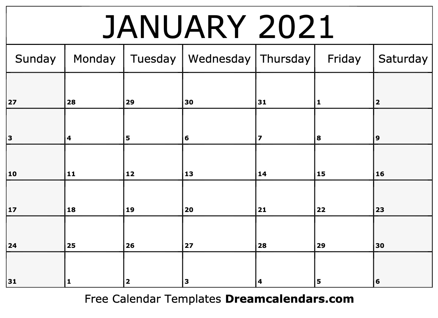 January 2021 calendar | free blank printable templates